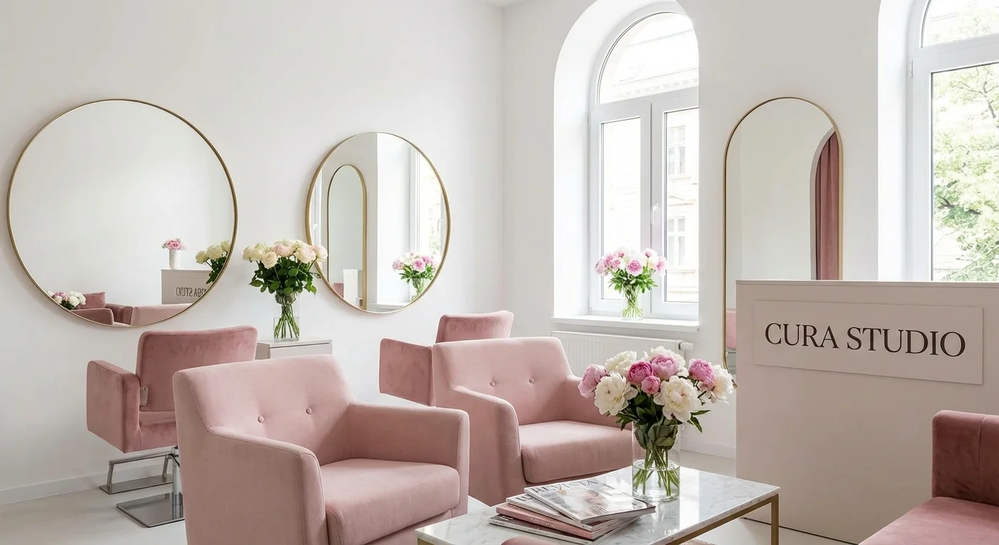 Interiorul unui salon de înfrumusețare de lux, modern și curat.