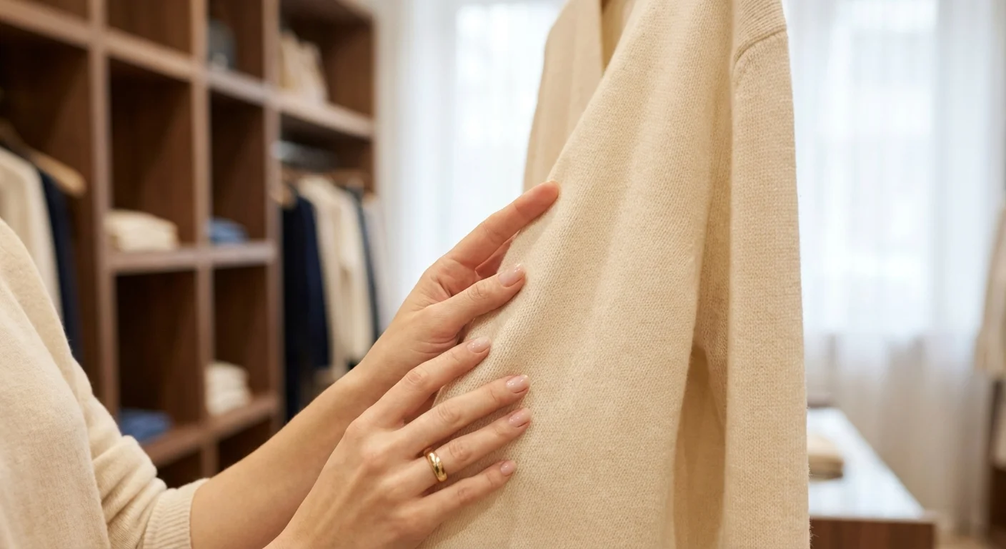 Mâini atingând textura unui material textil fin într-o lumină caldă.