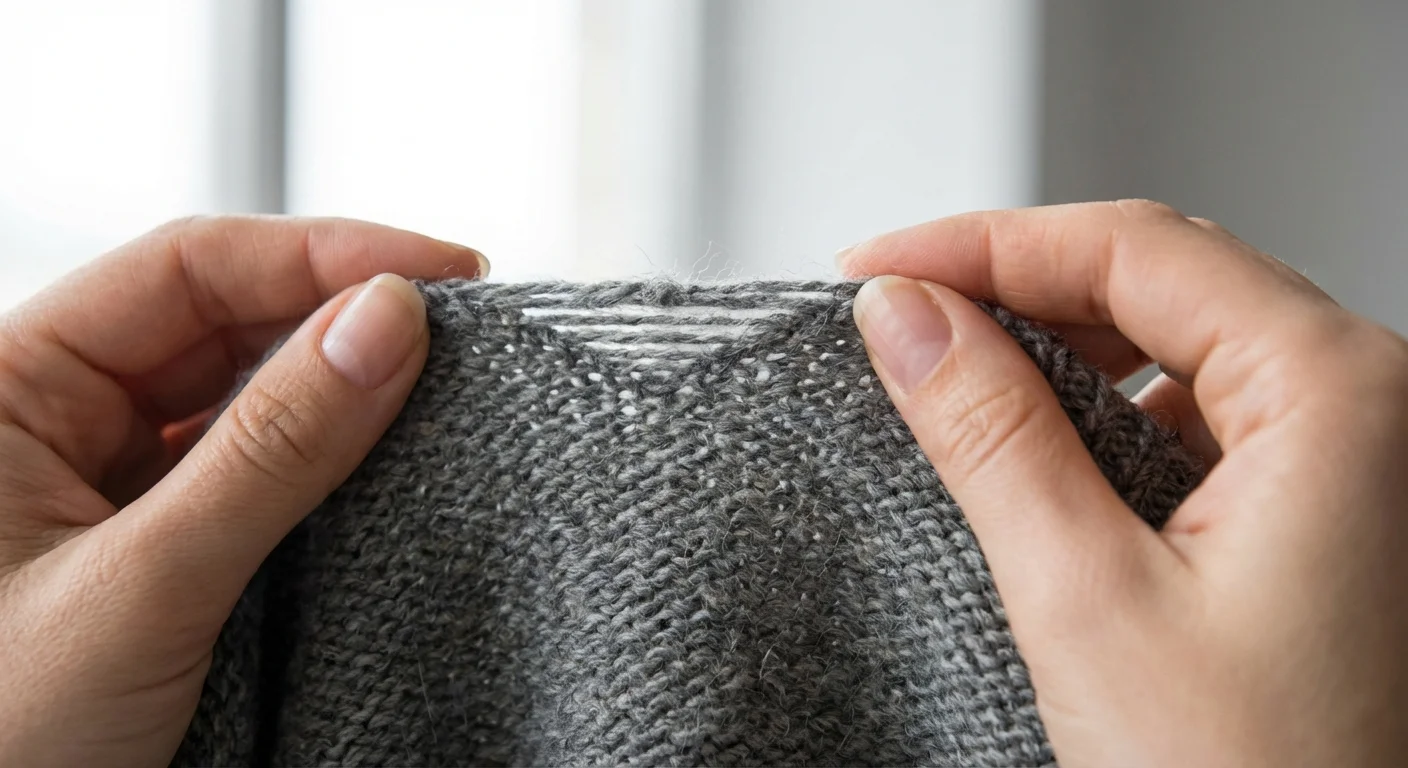 Mâini care testează elasticitatea unui material din lână.