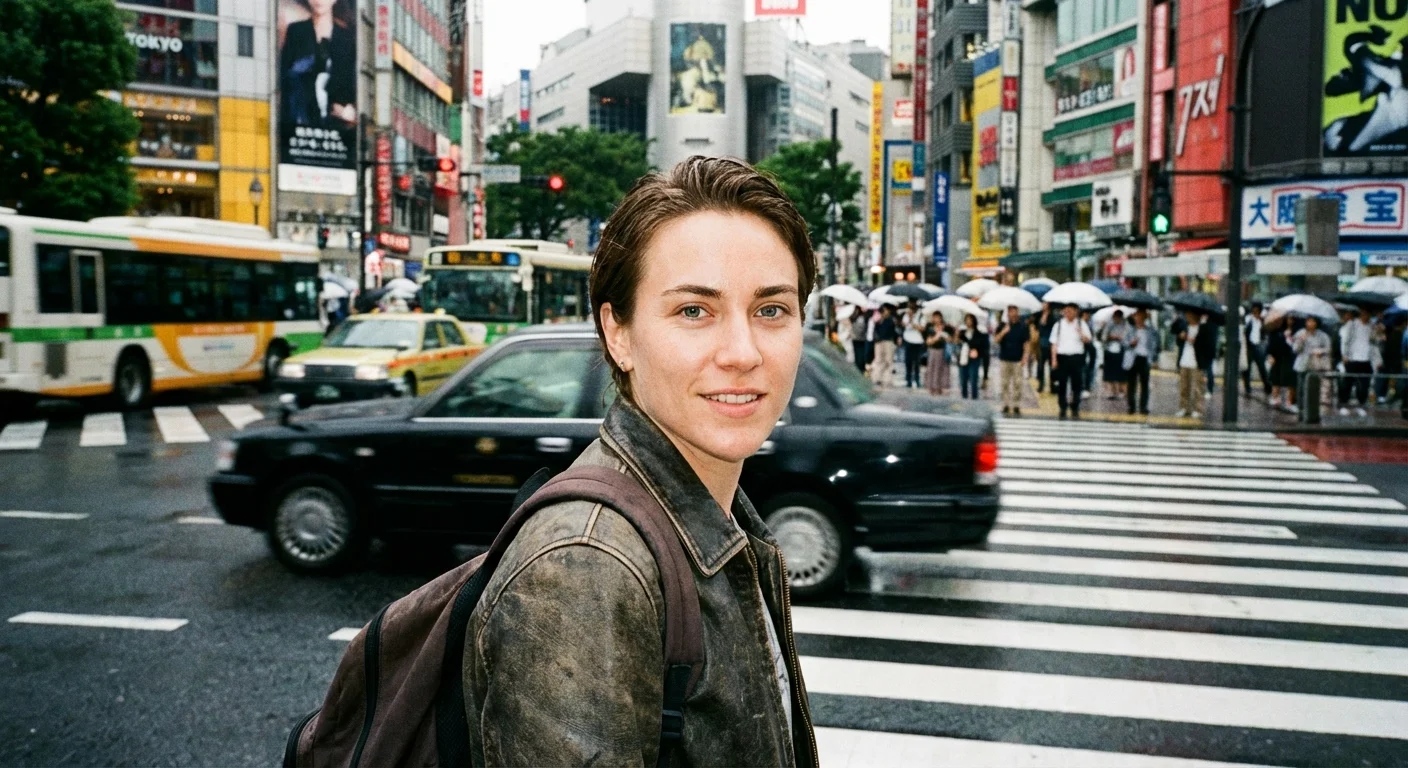 Person walking through a busy city street with clear vision.