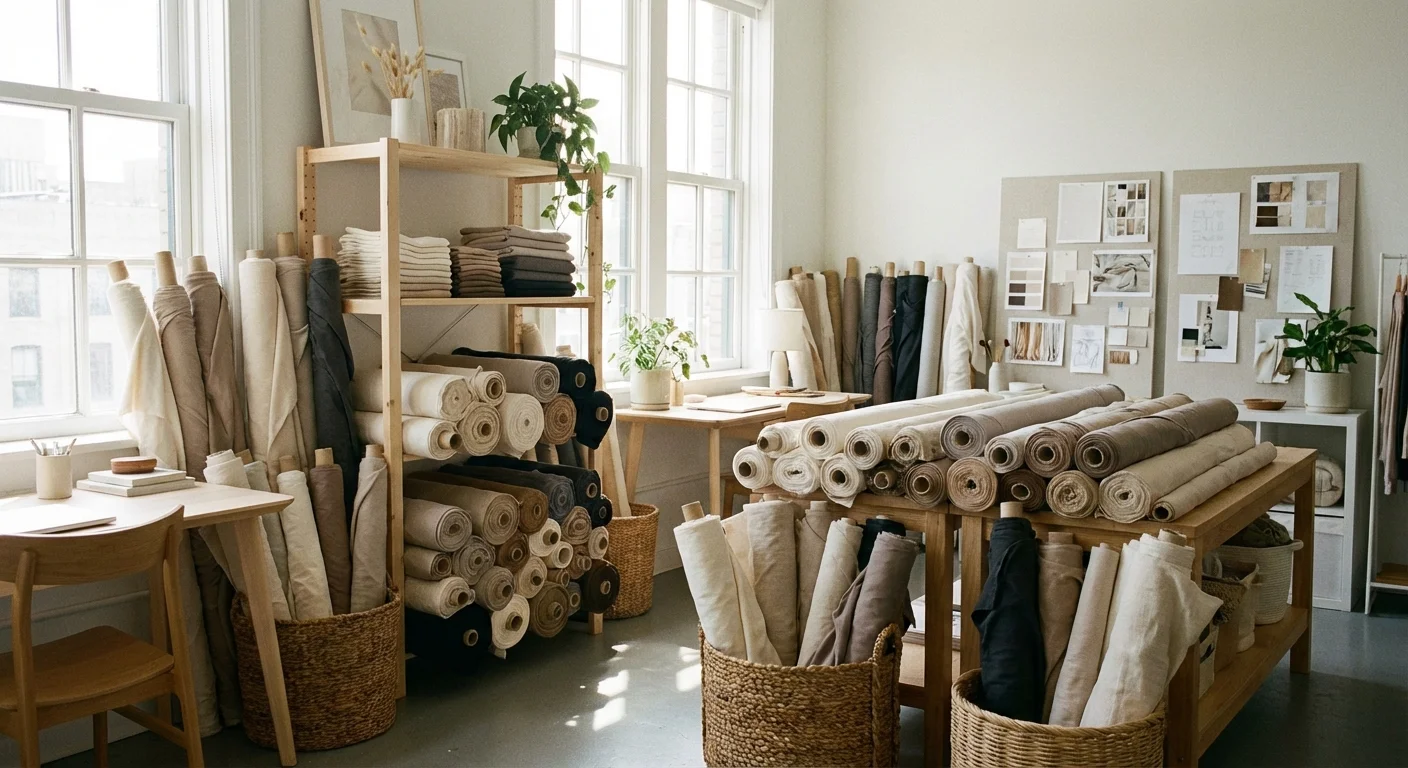 Role de materiale textile diferite, de la modal la lyocell, într-un studio luminos.