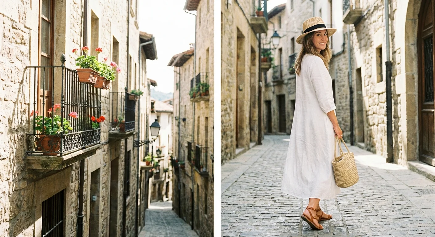 Woman wearing a straw Fedora in a summer city setting.